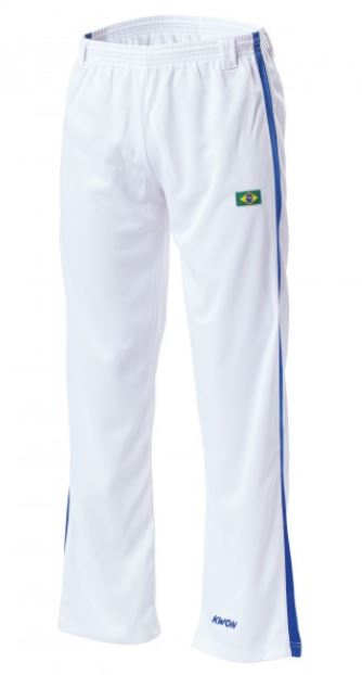 Capoeira bukser - Hvid med blå stribe