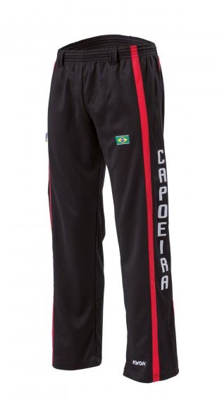 Capoeira bukser - Sorte med rød stribe og "Capoeira" på siden